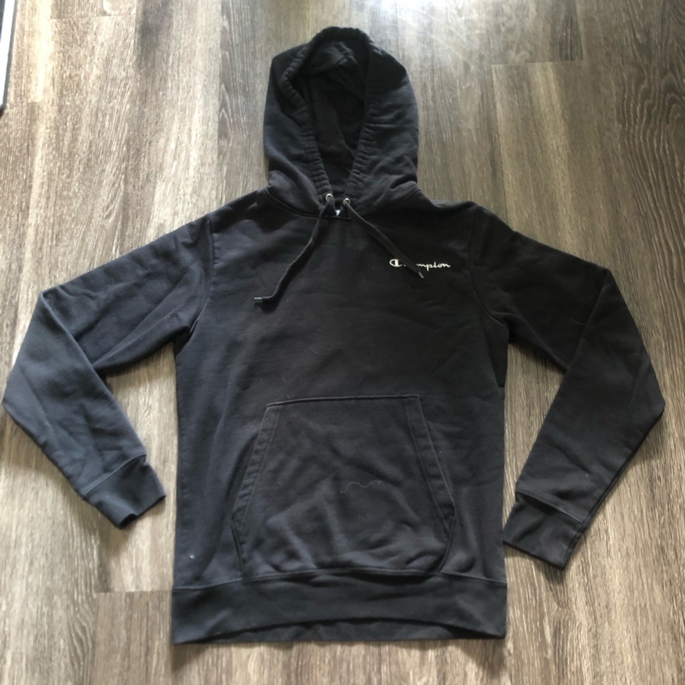 Champion Script Logo Black Fleece Pullover Hoodie Small S/P/CH Fall 2021